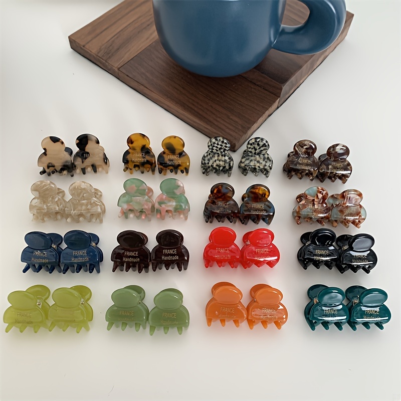 Hair Claw Clip Set - 미니 아세테이트 헤어 클로 사이드 핀