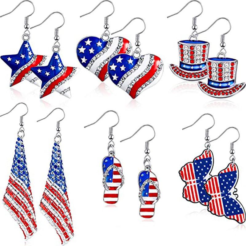 Women Accessories Usa - 미국 국기 귀걸이 미국 드롭 귀걸이