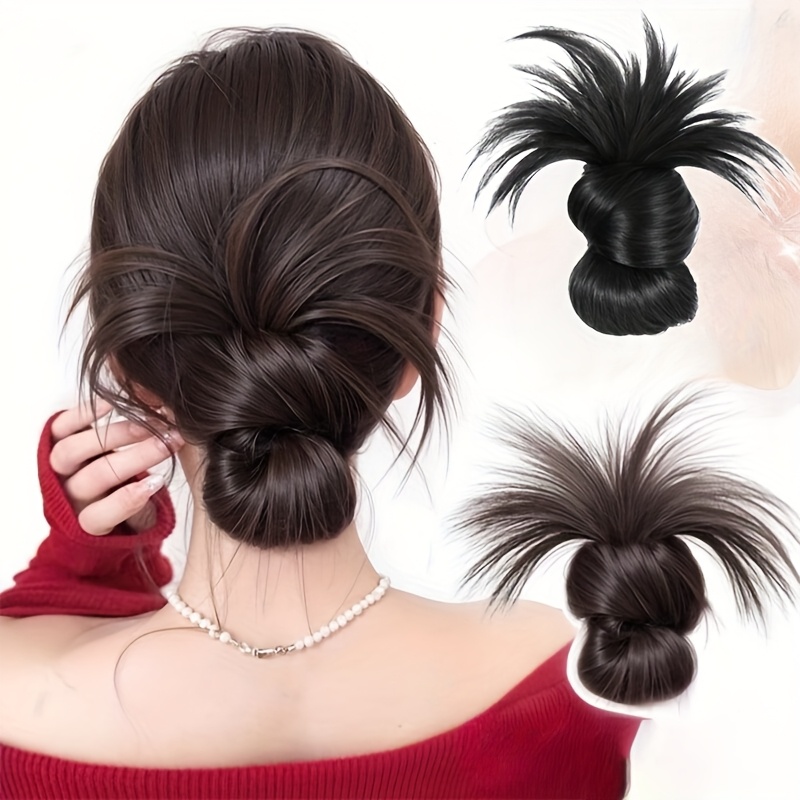 Hair Claw Clip Set - 낮은 합성 롤빵 포니 테일 헤어
