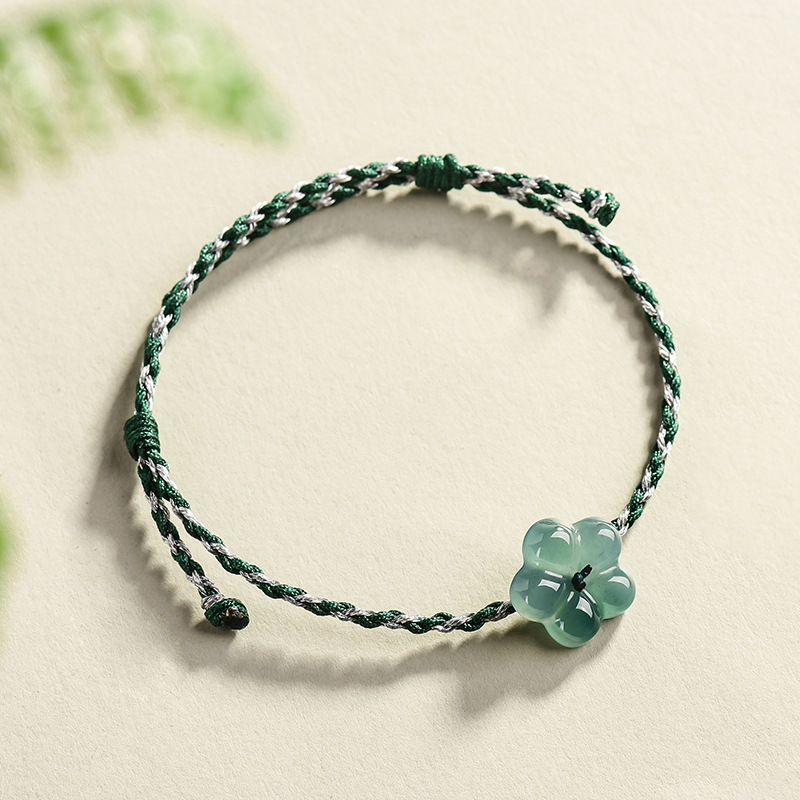 Women Accessories Gift - 버마산 경옥 꽃 팔찌 천연 옥
