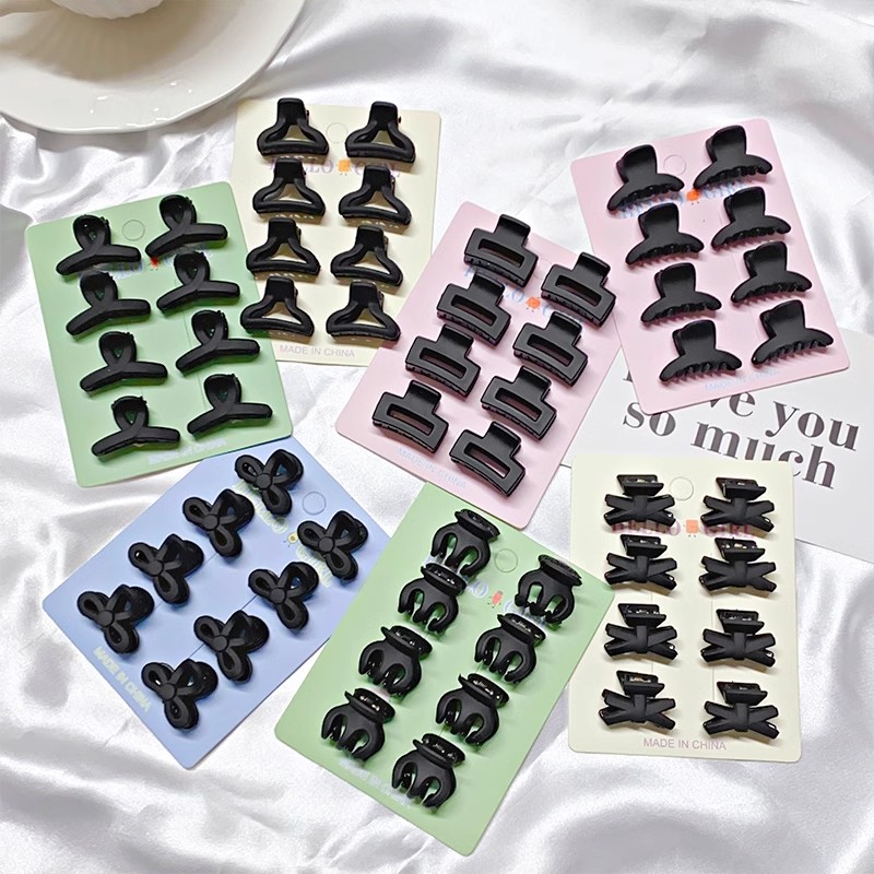 Hair Claw Clip Set - 8 개/대 달콤한 소녀들을위한 검은 색