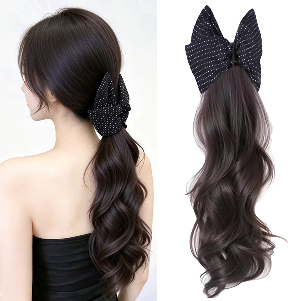 Hair Claw Clip Set - 여성용 보우 클로 클립 합성 포니테일