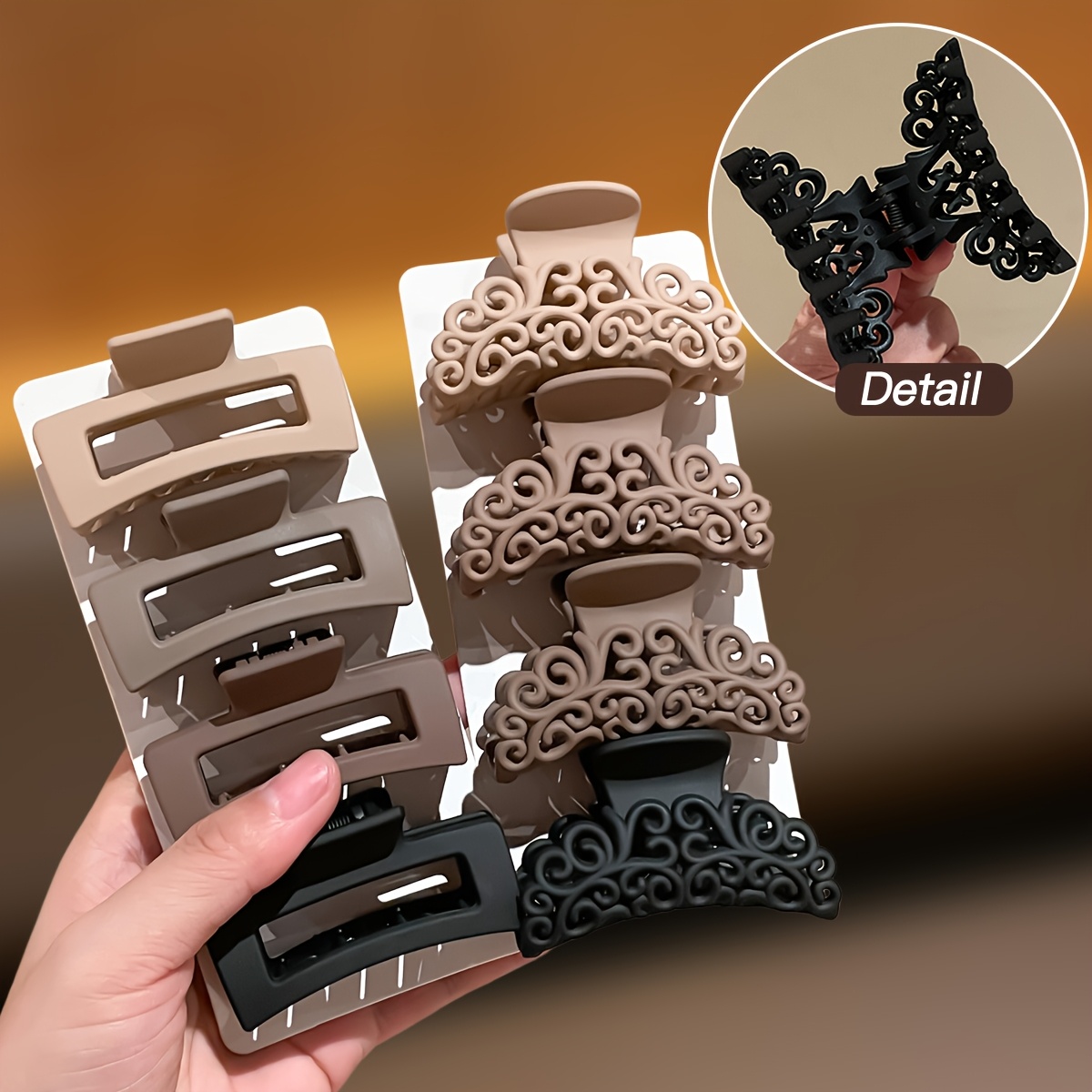 8개 여성용 사각 패턴 상어 클립, 여성용 헤어 액세서 - Hair Claw Clip Set 리뷰 및 가격