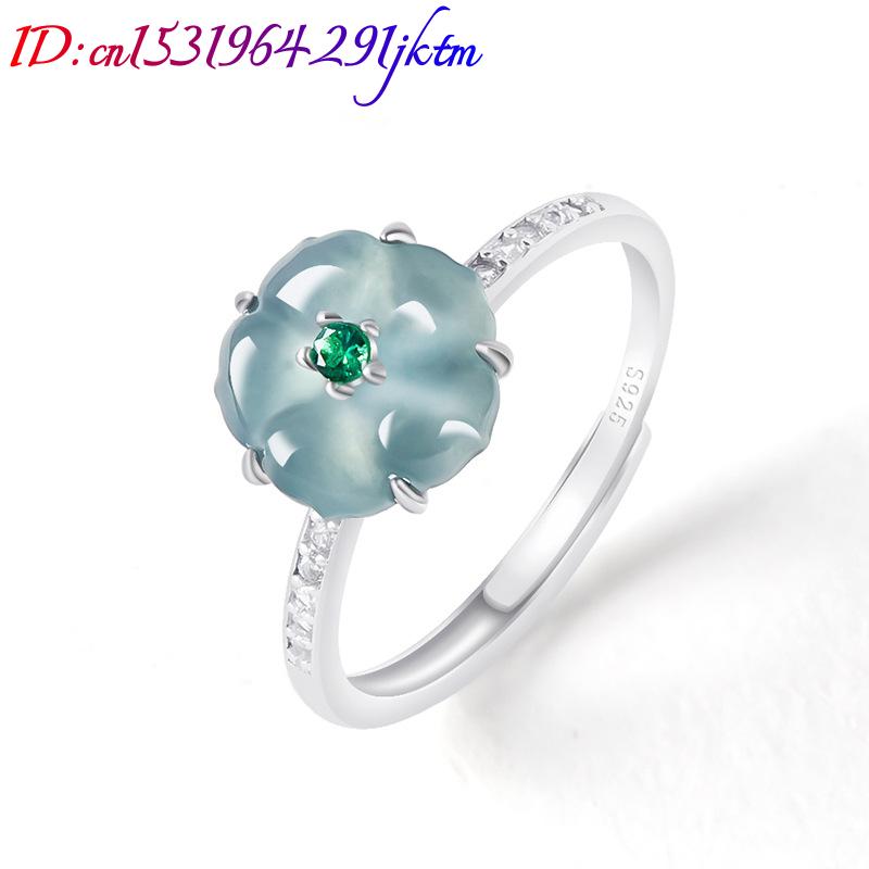 블루 버마산 경옥 꽃 반지 925 실버 천연 버마산 경 - Women Accessories Gift 리뷰 및 가격