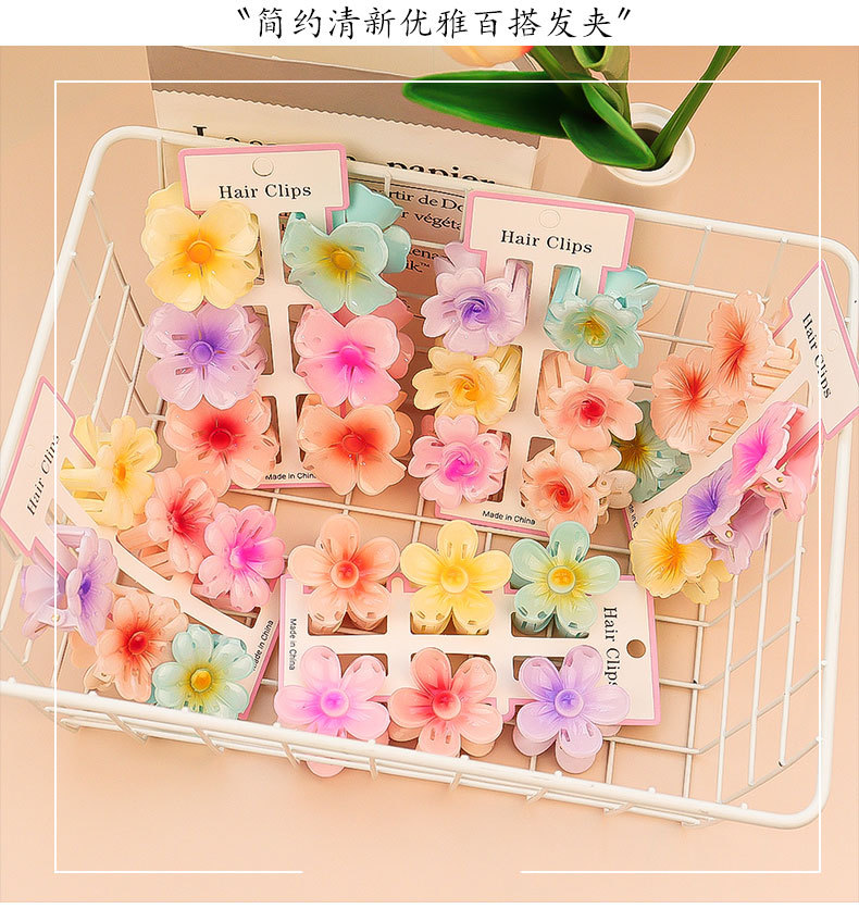 여성용 다채로운 투명 꽃 작은 헤어 클로 클립 클램프  - Hair Claw Clip Set 리뷰 및 가격