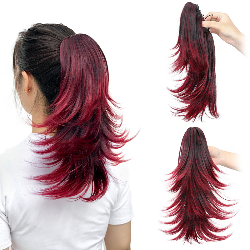 14 인치 합성 짧은 곱슬 계층 포니 테일 머리 확장  - Hair Claw Clip Set 리뷰 및 가격