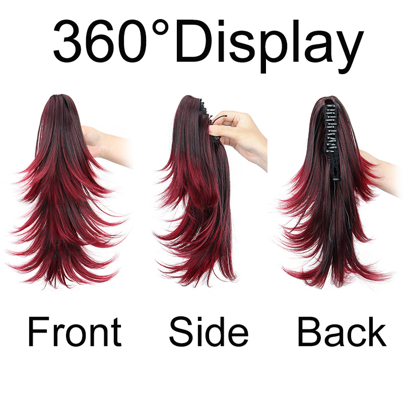 14 인치 합성 짧은 곱슬 계층 포니 테일 머리 확장  - Hair Claw Clip Set 리뷰 및 가격