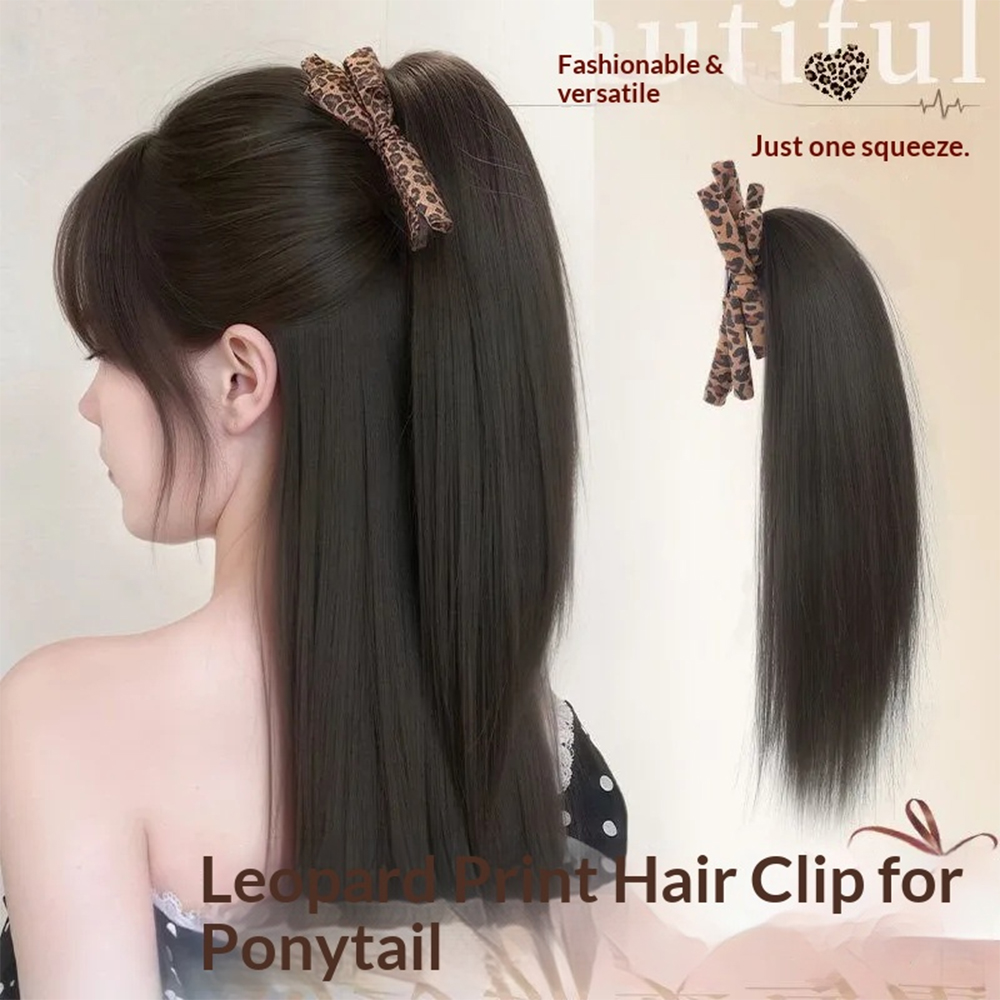 레오파드 프린트 보우 헤어 클립 스트레이트 하이 포니테 - Hair Claw Clip Set 리뷰 및 가격