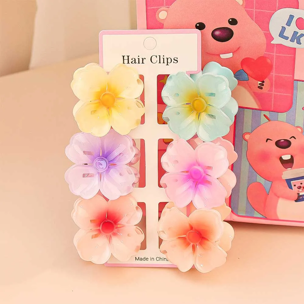 6Pcs 패션 다채로운 투명 꽃 작은 머리 클로 클립  - Hair Claw Clip Set 리뷰 및 가격