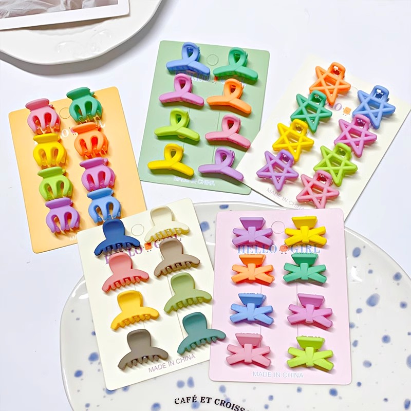 8 개/대 달콤한 소녀들을위한 검은 색 다채로운 기하학 - Hair Claw Clip Set 리뷰 및 가격