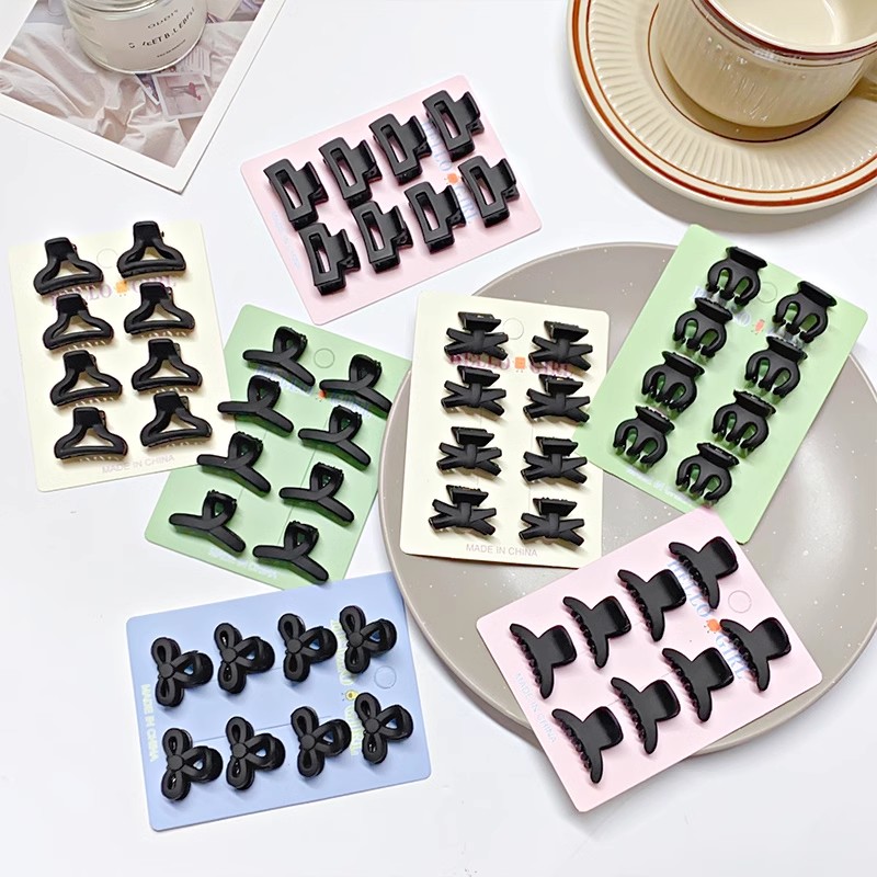 8 개/대 달콤한 소녀들을위한 검은 색 다채로운 기하학 - Hair Claw Clip Set 리뷰 및 가격