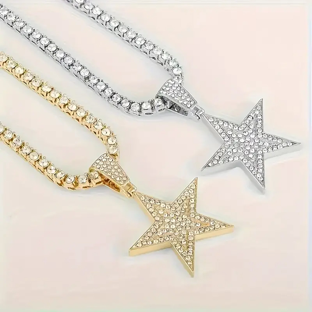 얼음처럼 반짝이는 인기 풀 라인스톤 별 모양 펜던트와  - Women Accessories Usa 리뷰 및 가격